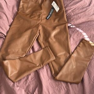 Lined faux leather leggings